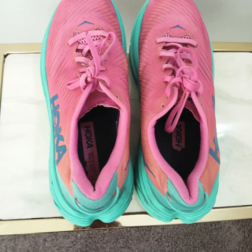 Hoka Running Shoes Pink Teal Women’s Size 10.5.